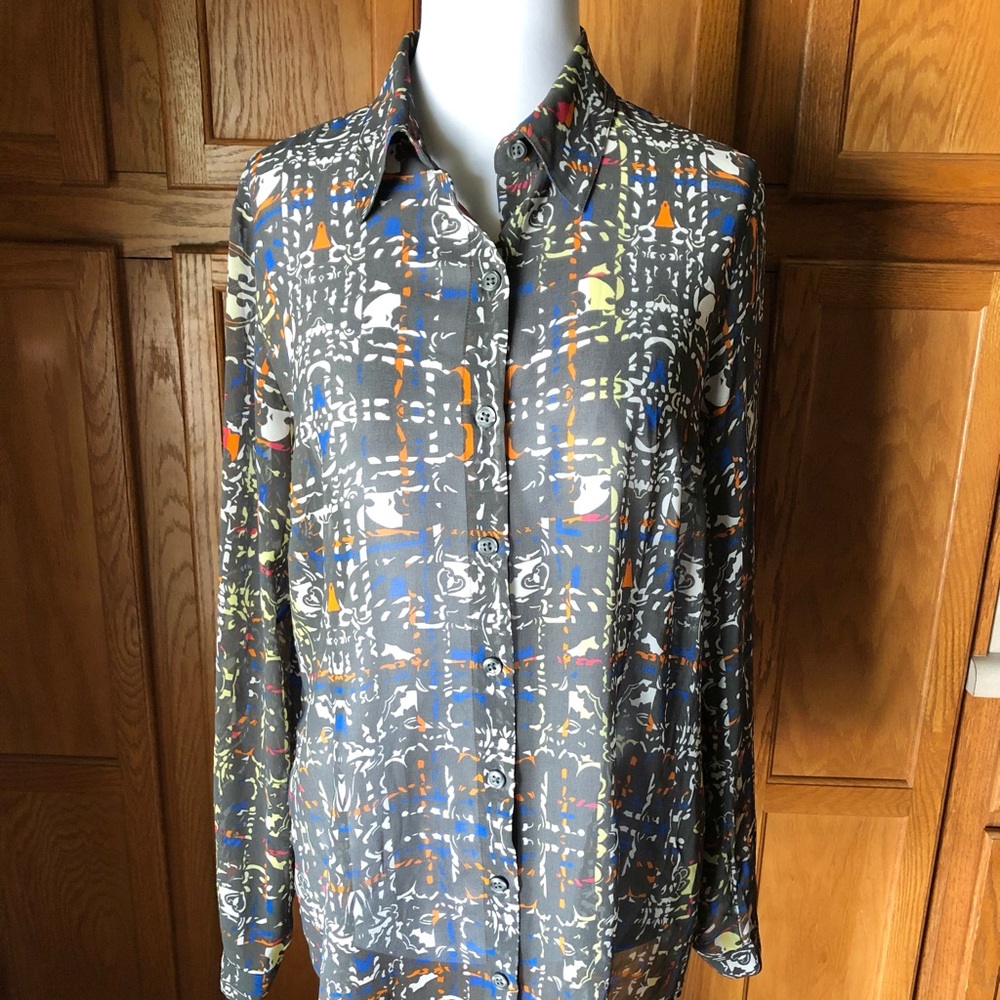 🌴CAbi 129 Festival Geometric Button Up Top Blouse